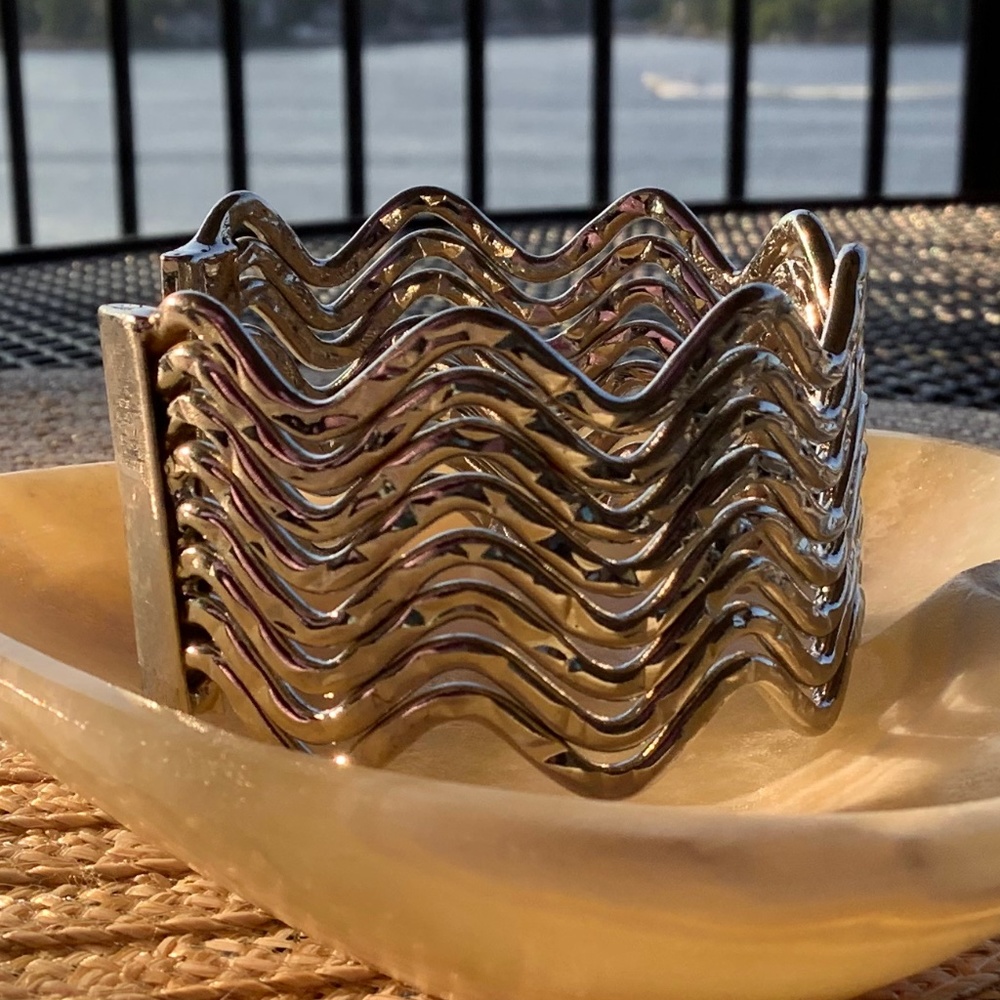Silver Bangle Cuff Bracelet - Picture 4 of 9